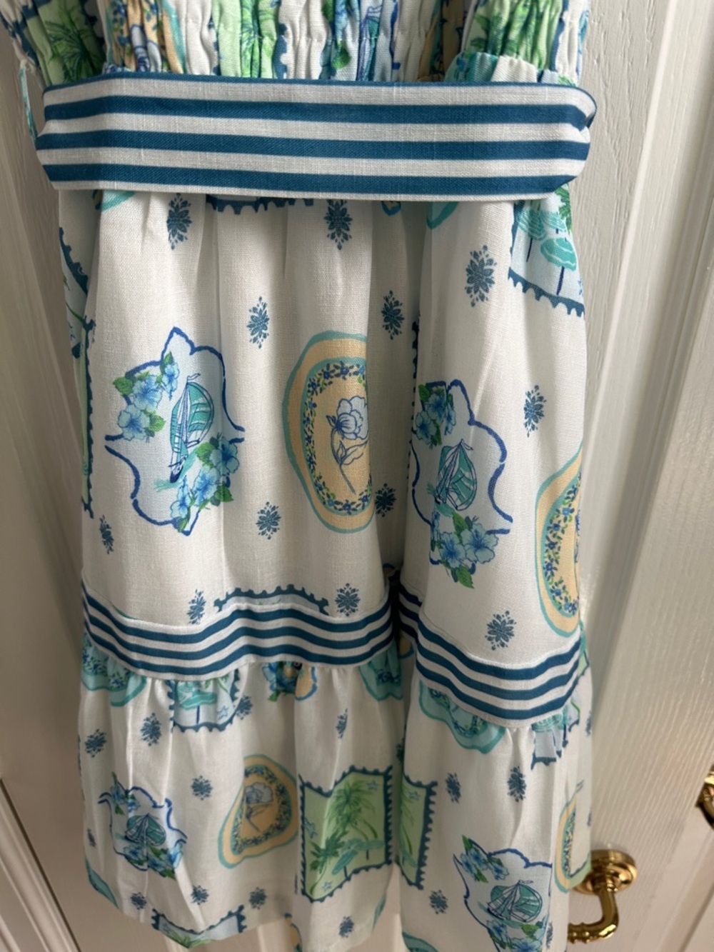 Avara boutique Blue & White Printed Ruffle Strap Summer Dress - Picture 8 of 8